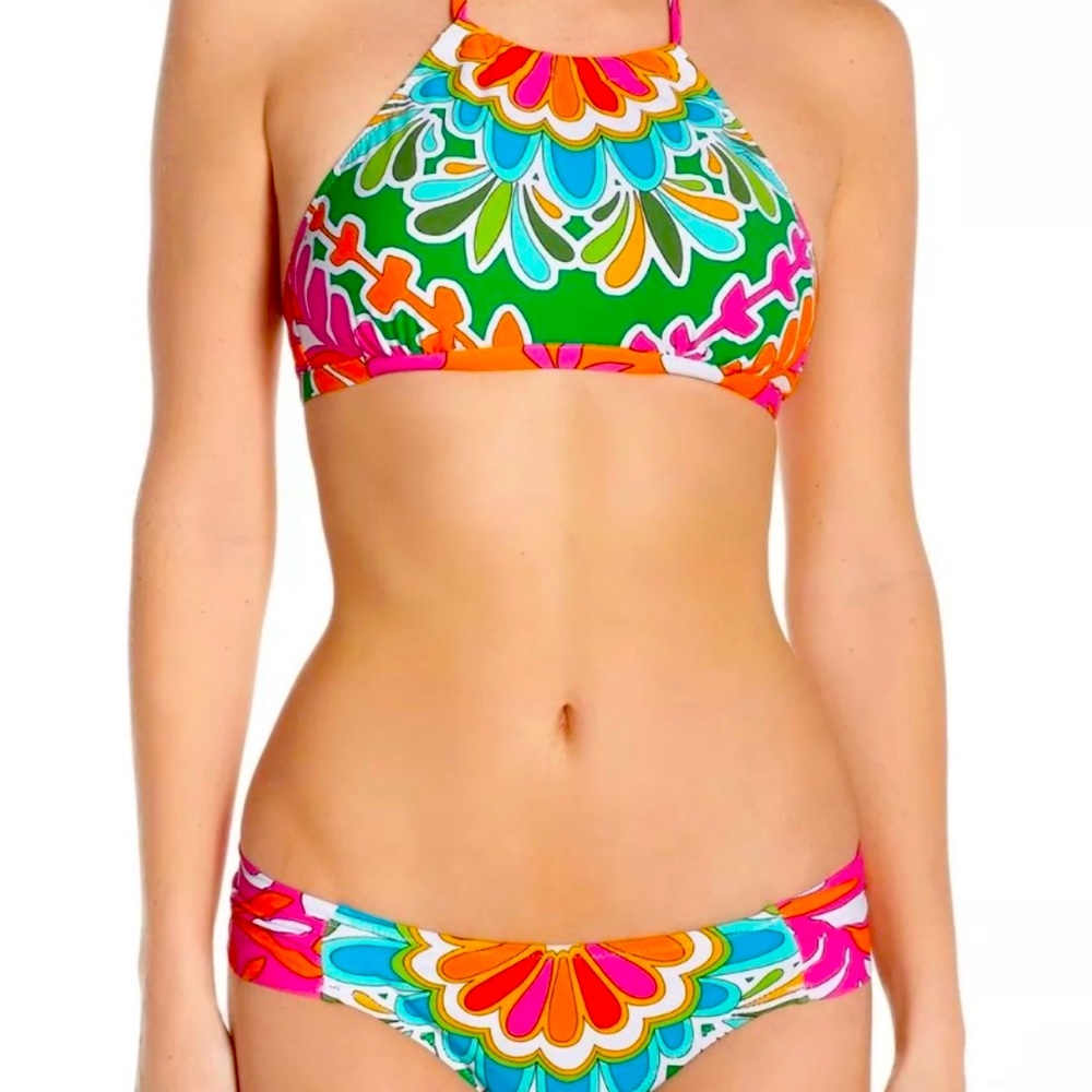 Trina Turk Tamarindo Bikini high neck top with bottoms. Size 12. NWOT